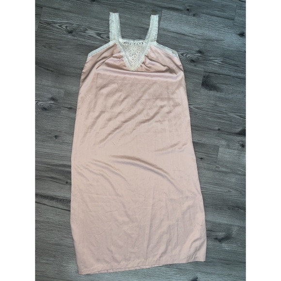 Vintage Brownstone‎ Studio 70's Slip Dress W/White Lace Trim Large